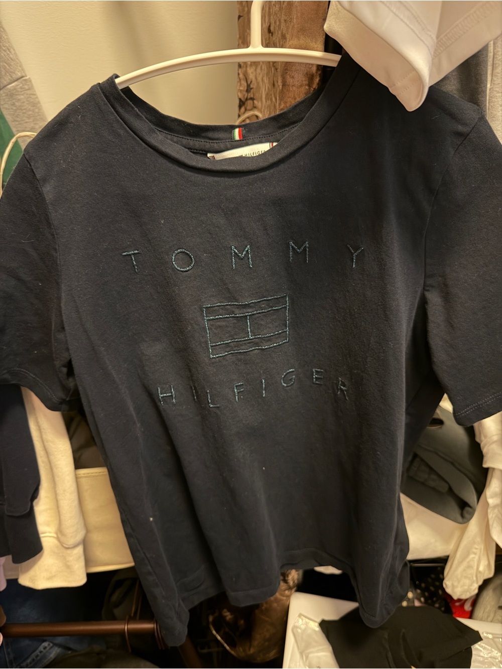 Tommy Hilfiger Navy Short Sleeve Tee with Embroidered Logo